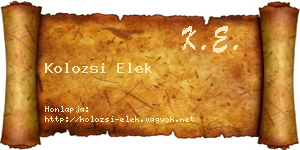 Kolozsi Elek névjegykártya
