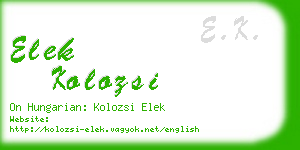 elek kolozsi business card